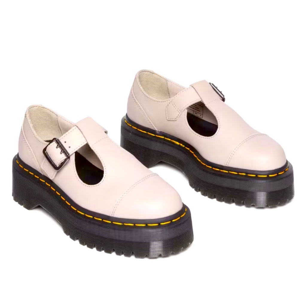 Doc Martens Ivory Quality Leather Platform Mary Jane’s  Size 39 Men’s 7 Women 8